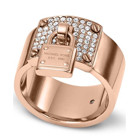 michael kors logo plaque ring|Rose Gold.